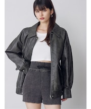 ヴィンテージフェイクレザーブルゾン