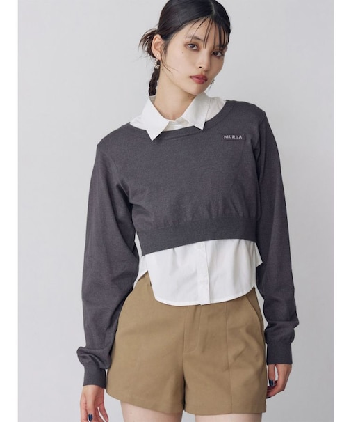 シャツレイヤードマルチウェイニット