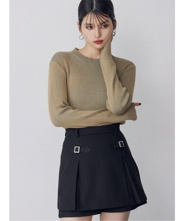 メランジバイカラーリブニット