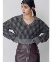 アーガイルシャギーポロニット