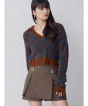 アーガイルシャギーポロニット