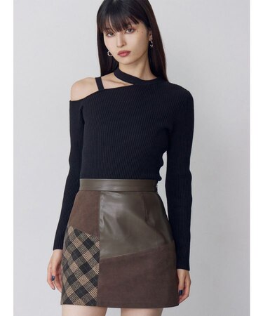 ワンショルテープリブニット