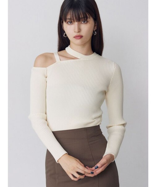 ワンショルテープリブニット