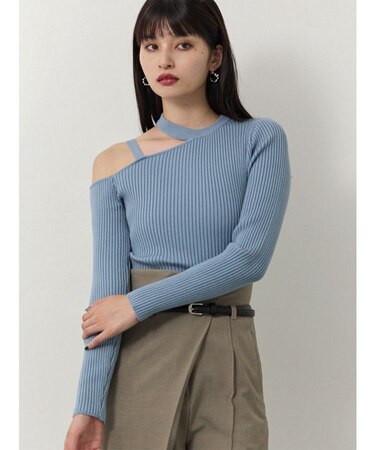 ワンショルテープリブニット