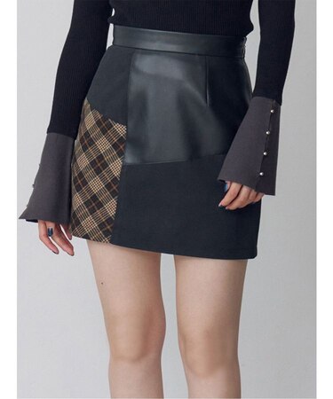 ヴィンテージライクパッチワークミニスカート