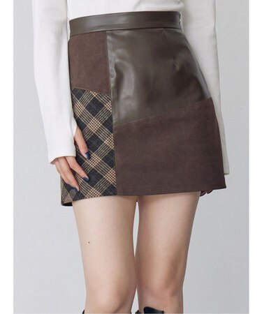 ヴィンテージライクパッチワークミニスカート