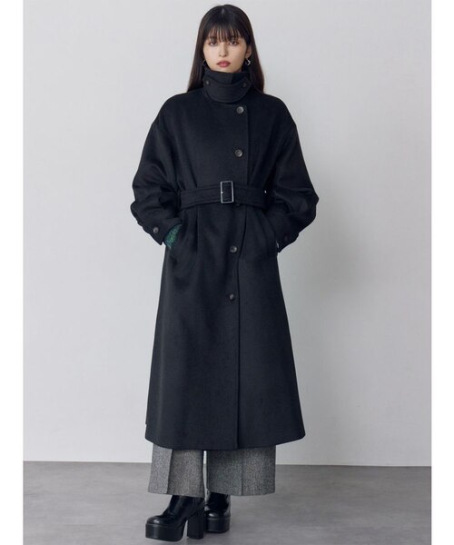 MURUA スタンドネックダブルカラーコート 1サイズ ブラック 選べるセット対象】スタンドネックダブルカラーコート｜ムルーアの通販