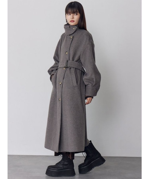 スタンドネックダブルカラーコート