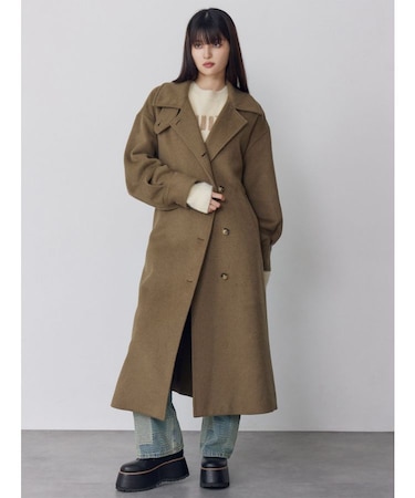 スタンドネックダブルカラーコート