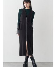 フロントZIPペプラムジャンパースカート