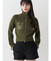 マテリアルジップアップニット