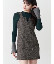 フロントレースアップミニワンピース