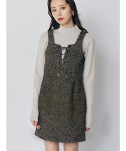 フロントレースアップミニワンピース