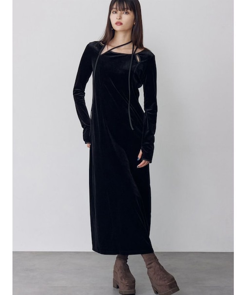 ストリングベロアワンピース