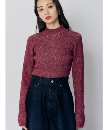 バイカラーラメクロップドニット