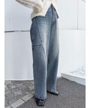 パッチポケットバレルレッグデニム