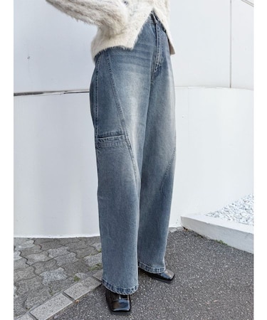 パッチポケットバレルレッグデニム