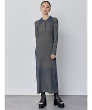 リブニットロングワンピース