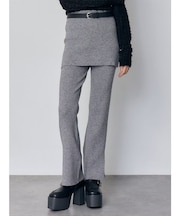 スカートレイヤードニットフレアパンツ