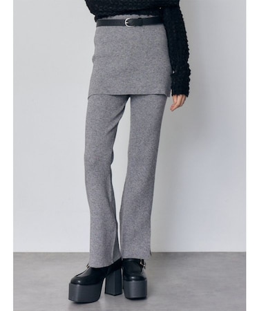 スカートレイヤードニットフレアパンツ