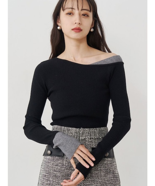 レイヤードワンショルニット