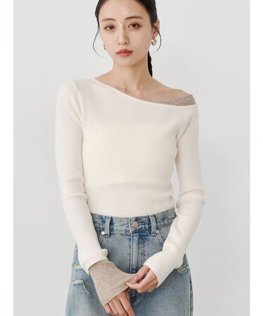 レイヤードワンショルニット