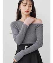 レイヤードワンショルニット