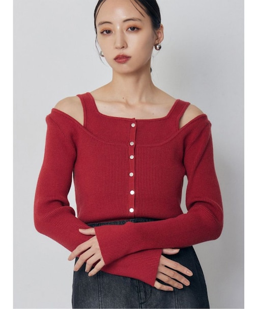 フロントボタンデザインニット