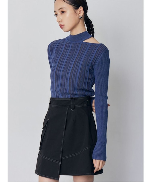 チョーカーランダムリブニット