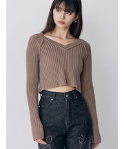 ブリーチVネッククロップドニット