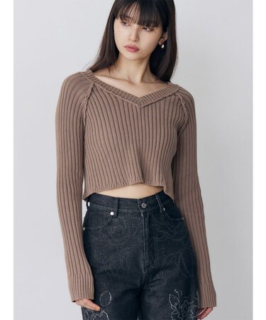 ブリーチVネッククロップドニット