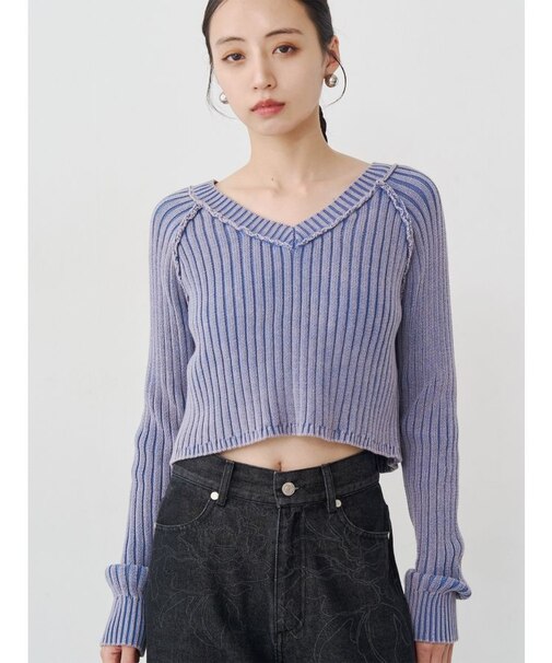 ブリーチVネッククロップドニット