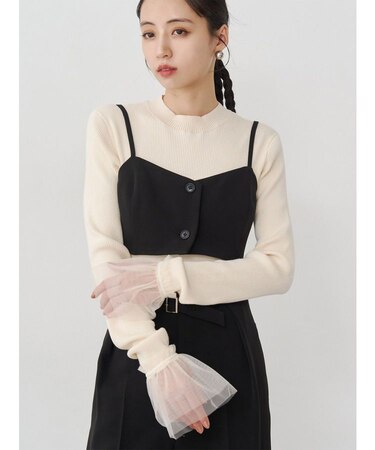 チュールカフスリブニット