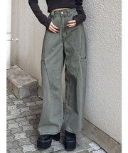 パッチポケットバレルレッグパンツ