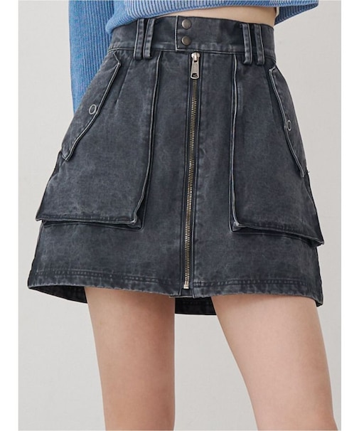 フロントZIPアウトポケットミニスカート