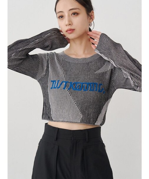 ロゴアップリケランダムニット