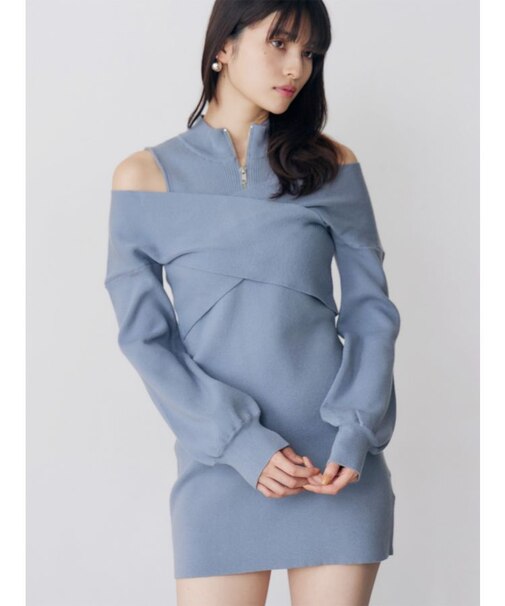カシュクールZIPニットワンピース