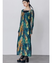 レイヤードパターンシアーワンピース