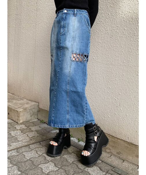 ツイストレースアップデニムスカート