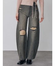 バレルレッグクラッシュデニム