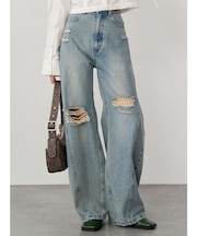 バレルレッグクラッシュデニム