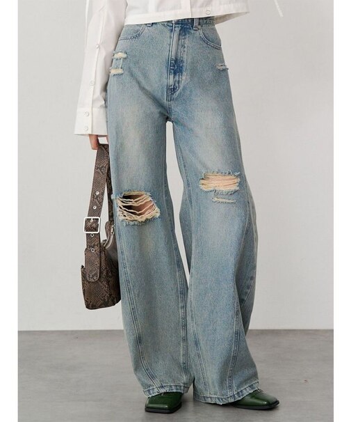 バレルレッグクラッシュデニム