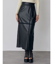 クロシェドッキングフェイクレザースカート