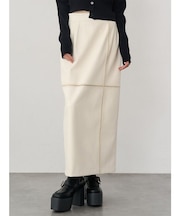 クロシェドッキングフェイクレザースカート