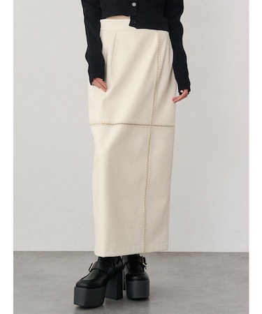 クロシェドッキングフェイクレザースカート