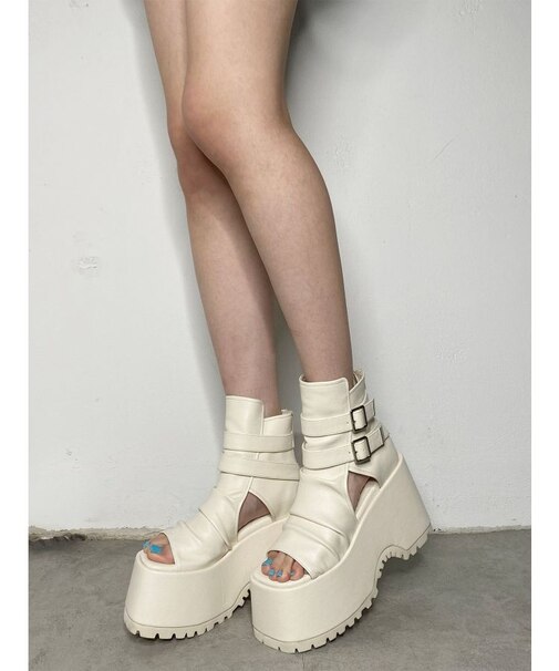 ギャザープラットフォームシューズ