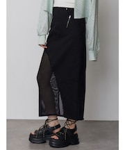 メッシュスウィッチデニムスカート
