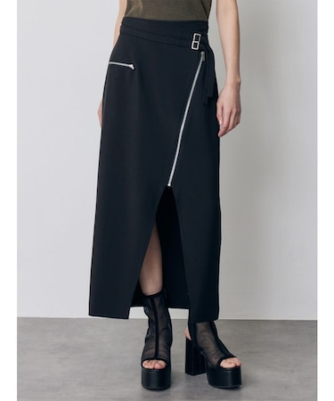 ダブルベルトアシメZIPスカート