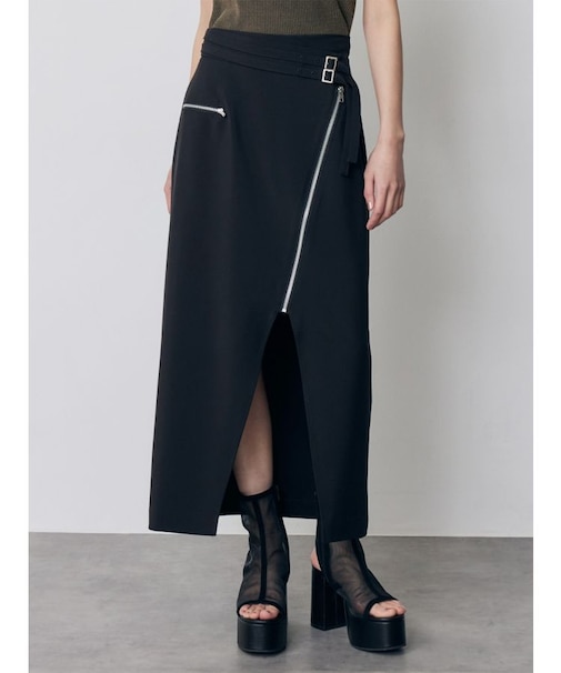 ダブルベルトアシメZIPスカート