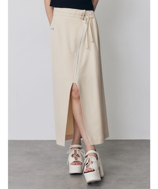 ダブルベルトアシメZIPスカート